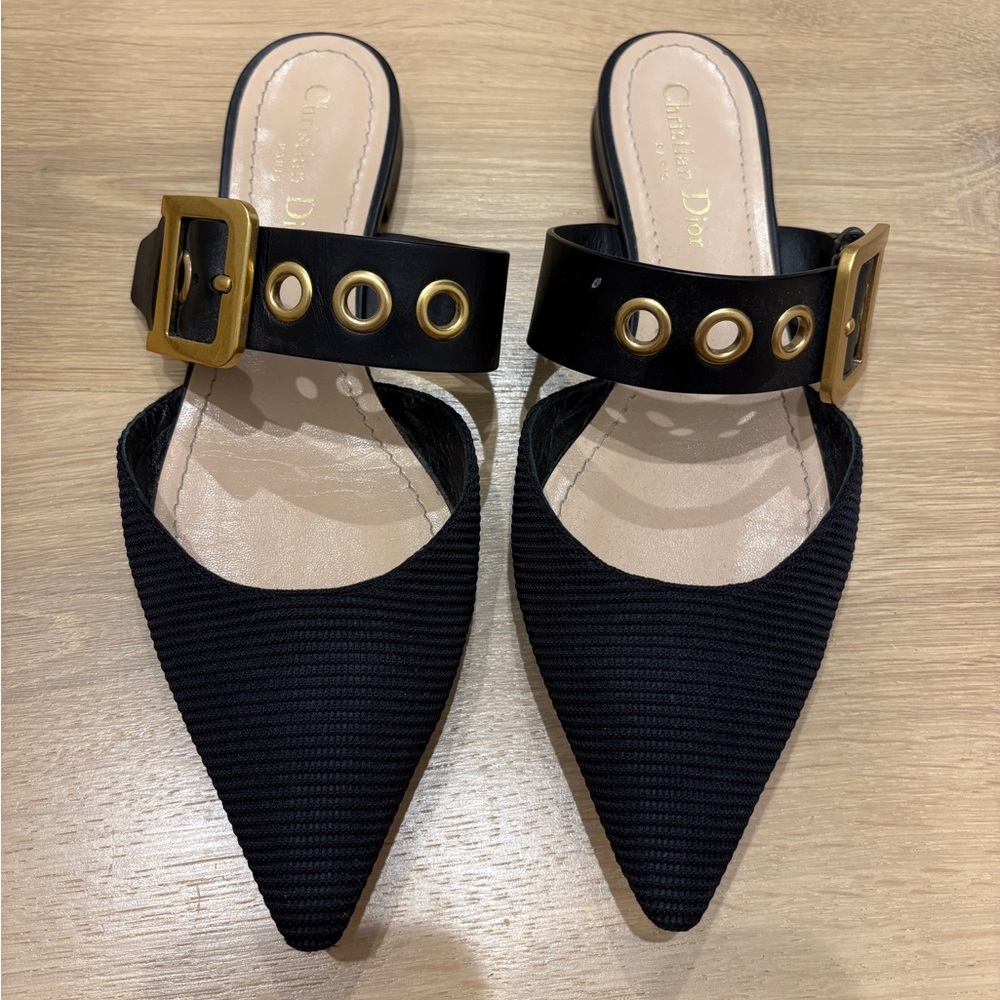 Dior D Buckle Black Women's Flats